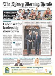 Sydney Morning Herald (Australia) Newspaper Front Page for 13 September 2013