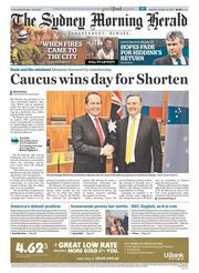 Sydney Morning Herald (Australia) Newspaper Front Page for 14 October 2013