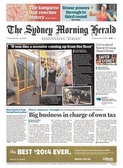 Sydney Morning Herald (Australia) Newspaper Front Page for 16 January 2014