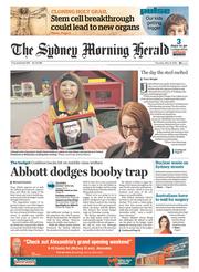 Sydney Morning Herald (Australia) Newspaper Front Page for 16 May 2013