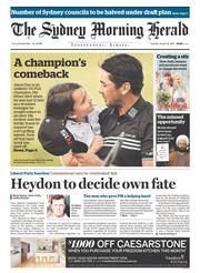 Sydney Morning Herald (Australia) Newspaper Front Page for 18 August 2015