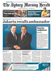 Sydney Morning Herald (Australia) Newspaper Front Page for 19 November 2013