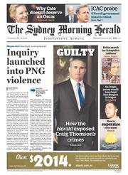 Sydney Morning Herald (Australia) Newspaper Front Page for 19 February 2014