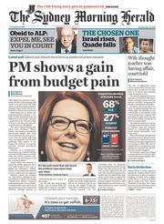 Sydney Morning Herald (Australia) Newspaper Front Page for 20 May 2013