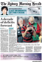 Sydney Morning Herald (Australia) Newspaper Front Page for 22 April 2013