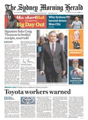 Sydney Morning Herald (Australia) Newspaper Front Page for 24 January 2014