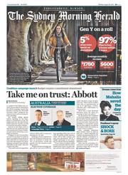 Sydney Morning Herald (Australia) Newspaper Front Page for 26 August 2013