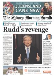 Sydney Morning Herald (Australia) Newspaper Front Page for 27 June 2013