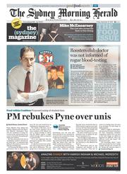 Sydney Morning Herald (Australia) Newspaper Front Page for 27 September 2013