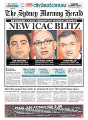 Sydney Morning Herald (Australia) Newspaper Front Page for 2 August 2013