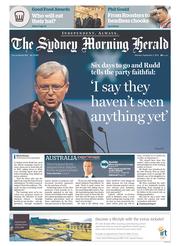 Sydney Morning Herald (Australia) Newspaper Front Page for 2 September 2013