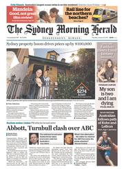 Sydney Morning Herald (Australia) Newspaper Front Page for 30 January 2014