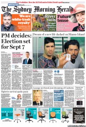 Sydney Morning Herald (Australia) Newspaper Front Page for 3 August 2013