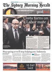 Sydney Morning Herald (Australia) Newspaper Front Page for 5 November 2013