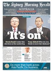 Sydney Morning Herald (Australia) Newspaper Front Page for 5 August 2013