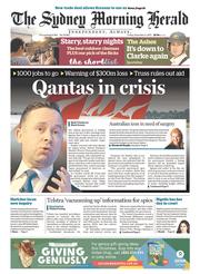 Sydney Morning Herald (Australia) Newspaper Front Page for 6 December 2013