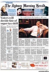 Sydney Morning Herald (Australia) Newspaper Front Page for 6 April 2013