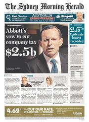 Sydney Morning Herald (Australia) Newspaper Front Page for 7 August 2013