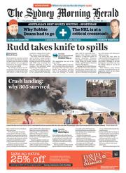 Sydney Morning Herald (Australia) Newspaper Front Page for 9 July 2013