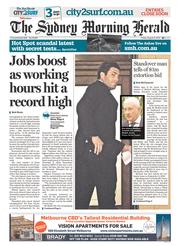Sydney Morning Herald (Australia) Newspaper Front Page for 9 August 2013