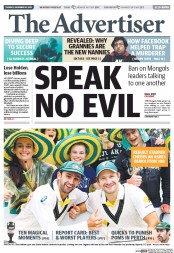 The Advertiser (Australia) Newspaper Front Page for 10 December 2013