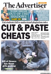 The Advertiser (Australia) Newspaper Front Page for 10 May 2013