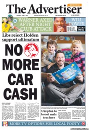 The Advertiser (Australia) Newspaper Front Page for 12 June 2013