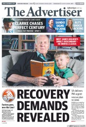 The Advertiser (Australia) Newspaper Front Page for 13 December 2013