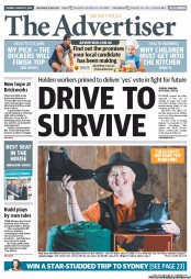 The Advertiser (Australia) Newspaper Front Page for 13 August 2013