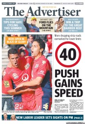 The Advertiser (Australia) Newspaper Front Page for 14 October 2013