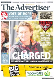 The Advertiser (Australia) Newspaper Front Page for 14 August 2013