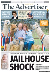 The Advertiser (Australia) Newspaper Front Page for 14 September 2013