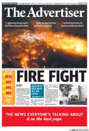 The Advertiser (Australia) Newspaper Front Page for 15 January 2014