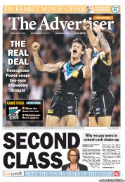 The Advertiser (Australia) Newspaper Front Page for 15 April 2013