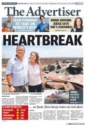 The Advertiser (Australia) Newspaper Front Page for 16 January 2014