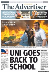 The Advertiser (Australia) Newspaper Front Page for 16 August 2013