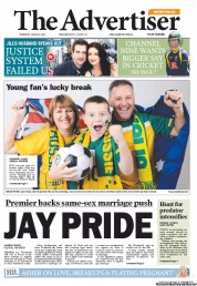 The Advertiser (Australia) Newspaper Front Page for 19 June 2013