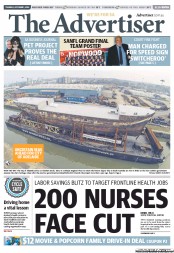 The Advertiser (Australia) Newspaper Front Page for 1 October 2013