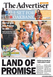 The Advertiser (Australia) Newspaper Front Page for 1 April 2013