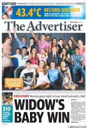 The Advertiser (Australia) Newspaper Front Page for 20 December 2013
