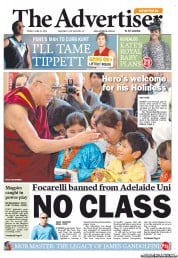 The Advertiser (Australia) Newspaper Front Page for 20 June 2013