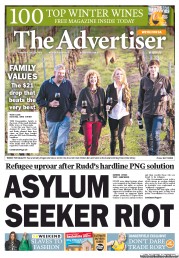 The Advertiser (Australia) Newspaper Front Page for 20 July 2013