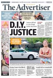 The Advertiser (Australia) Newspaper Front Page for 21 October 2013