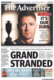 The Advertiser (Australia) Newspaper Front Page for 21 November 2013