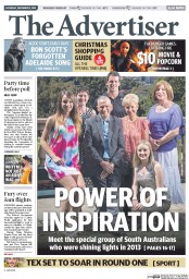 The Advertiser (Australia) Newspaper Front Page for 21 December 2013