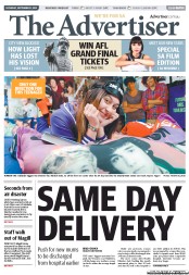 The Advertiser (Australia) Newspaper Front Page for 21 September 2013