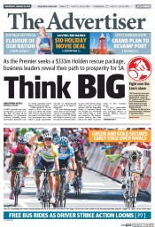 The Advertiser (Australia) Newspaper Front Page for 22 January 2014