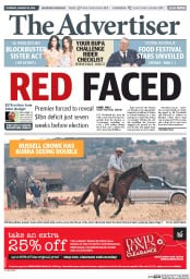 The Advertiser (Australia) Newspaper Front Page for 23 January 2014