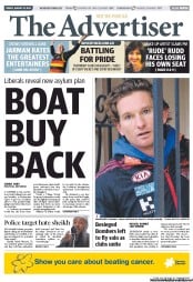 The Advertiser (Australia) Newspaper Front Page for 23 August 2013