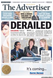 The Advertiser (Australia) Newspaper Front Page for 24 October 2013
